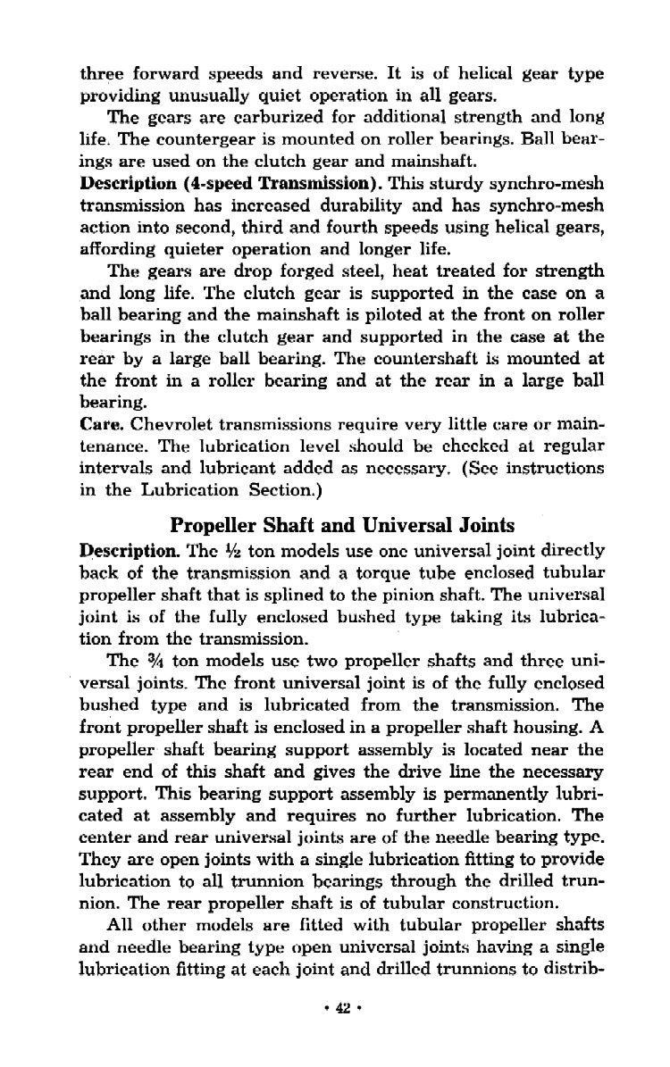 1952 Chevrolet Trucks Operators Manual Page 58